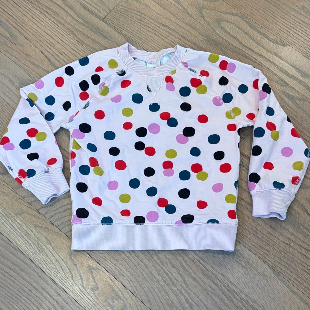 Hanna Andersson colorful pink polka dot sweatshirt, size 5
